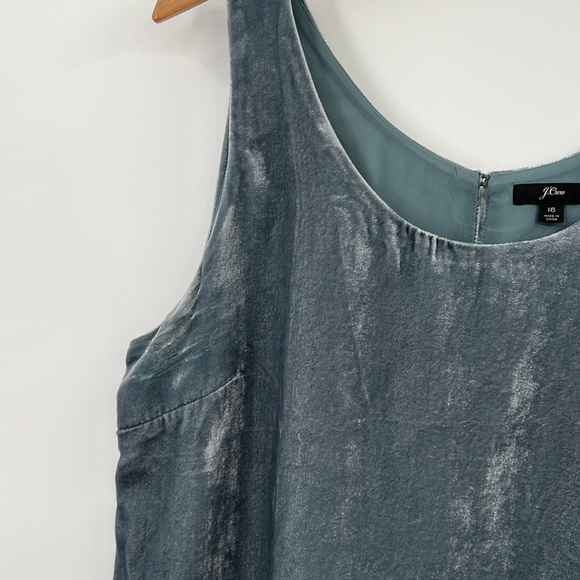 J Crew Tank Top Womens 16 Gray Teal Crushed Velvet Sleeveless Boxy Top - Picture 2 of 10